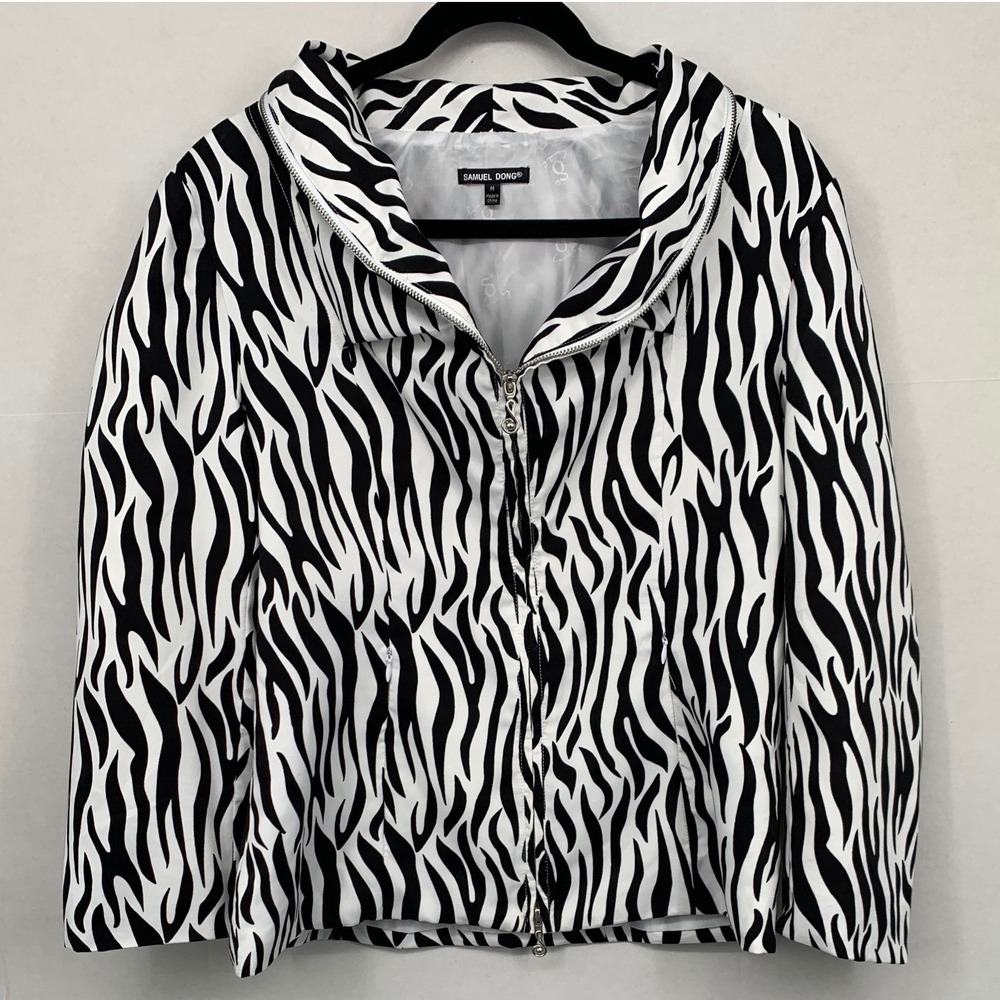 Samuel Dong Zebra Print Zip Jacket Medium Statement Jacket Medium